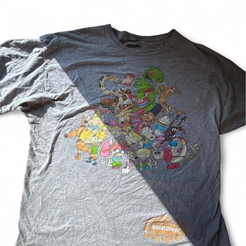 Nickelodeon Retro 90s Cartoon Characters Gray Graphic T-Shirt Mens 2XL Rugrats